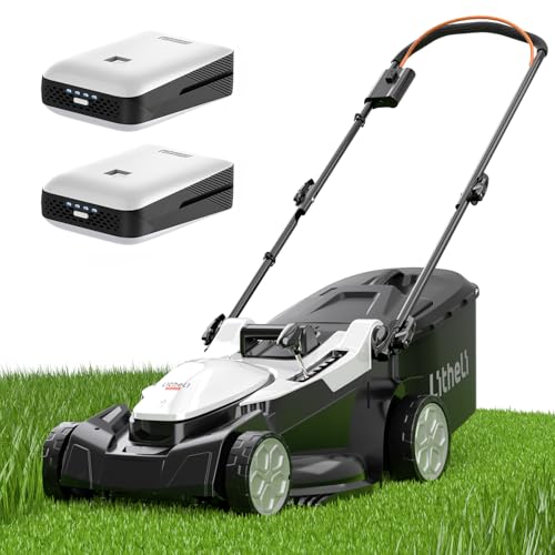 LITHELI CORDLESS LAWN MOWER 2*20V ELECTRIC LAWN MOWERS 16" BLACK & WHITE - Like New