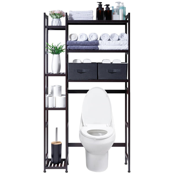 Homde Over The Toilet Storage with Basket and Drawer, Bamboo - Scratch & Dent