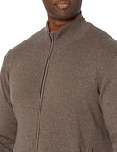 AMAZON ESSENTIALS MEN'S FULL-ZIP COTTON SWEATER SIZE LARGE - BROWN HEATHER - Brand New