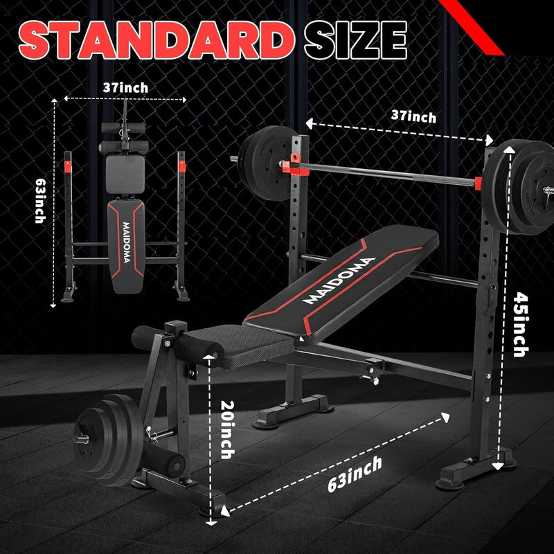 MAIDOMA FOLDABLE 1500LBS 8 IN 1 OLYMPIC WEIGHT BENCH SET SQUAT RACK EARTH BLACK - Like New