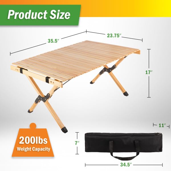 Wakeman Foldable Camping Table Roll Up Folding Table Easy Assembly Portable - Like New