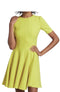 OSCAR DE LA RENTA SHORT SLEEVE FLARED PANEL DRESS CREPE SIZE 4 - LEMON YELLOW - Brand New