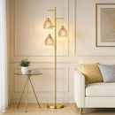 ROTTOGOON FLOOR LAMP LIVING ROOM 3 LIGHT VINTAGE TREE STANDING LAMP - AMBER GOLD - Like New