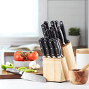 Amazon Basics 18-Piece High-Carbon Stainless Steel Pine Wood Block Set -Black Like New