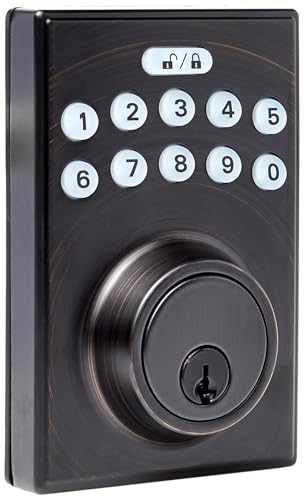 AMAZON BASICS ELECTRONIC KEYPAD DEADBOLT DOOR LOCK KEYLESS ENTRY - OIL BRONZE - Brand New