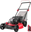 POWERSMART 21" 3-IN-1 GAS PUSH LAWN MOWER 140CC 6 HEIGHT LEVELS - BLACK/RED - Like New