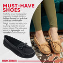 400-BLACK-6 MINNETONKA KILTY HARDSOLE WOMEN BLACK SIZE 6 - Like New