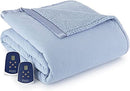 SHAVEL HOME PRODUCTS MICRO FLANNEL SOLID ELECTRIC HEATED BLANKET, WEDGWOOD - Like New