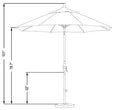 CALIFORNIA UMBRELLA 9' ROUND MARKET UMBRELLA CRANK LIFT COLLAR TILT STRAW - Like New