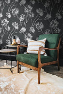 NextWall One O'Clocks Botanical Peel and Stick Wallpaper (Charcoal) - Brand New