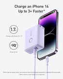 Anker 45W Wall Charger with Portable Charger Dual-Port USB-C A1626 - Purple - Like New