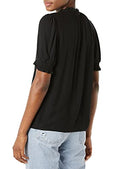 Amazon Essentials Women's Fluid Twill Short Puff Sleeve Ruffle Smocked Shirt - Like New
