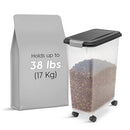 IRIS Airtight Dog Food Storage Container Up to 38 lbs Attachable Wheels - Black - Brand New