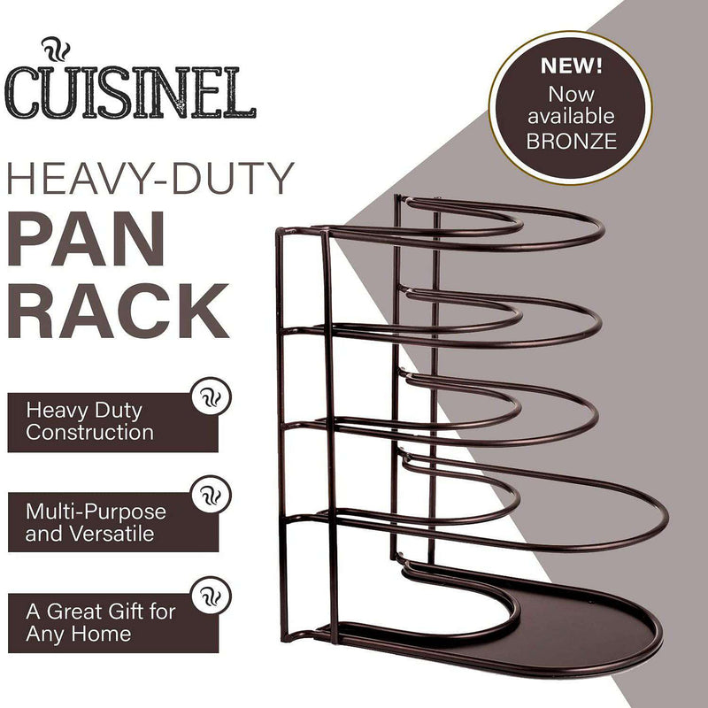 CUISINEL 12.2" HEAVY DUTY EXTRA LARGE 5 PAN & POT ORGANIZER 5 TIER RACK - BRONZE - Like New