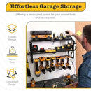 SAZMOS POWER TOOL ORGANIZER WALL MOUNT 7 DRILL HOLDER TOOL SHELF - BLACK - Like New