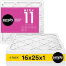 Simply 16x25x1 Air Filter, Merv 11, MPR 1000, 6 Pack, Furnace Air Filter - Brand New