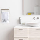 RAE DUNN HAND TOWEL, TWO PACK, 16X28, EMBROIDERED BLESSED/FAMILY - WHITE - Brand New