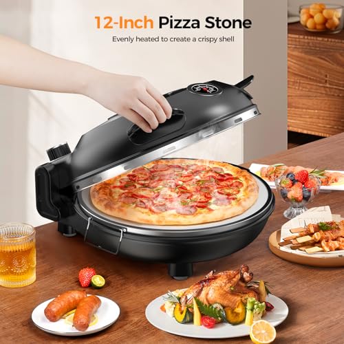 AMZMOON Pizza Oven Indoor Portable 12" Countertop Pizza Maker Machine - Black - Like New