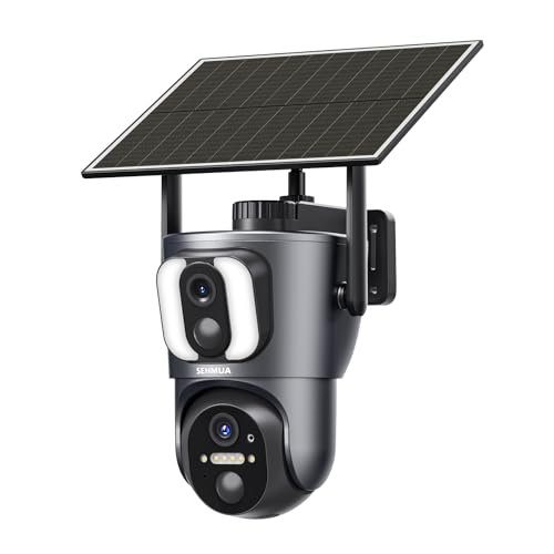 SEHMUA SOLAR CAMERA SECURITY OUTDOOR 2K DUAL CAMERAS HOME SECURITY - GRAY Like New