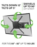 Amazon Universal Full-Motion TV Wall Mount 50-82" TVs B09534DXC5 - Black - Brand New