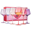 Khen Colors of Love Crystal Pink & Red Wine Glass - Set of 6 - Like New