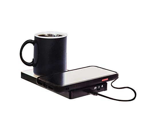 ADURO TECH THEORY 2 IN 1 BLACK MUG WARMER & WIRELESS PHONE CHARGER - BLACK - Like New