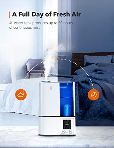 TAOTRONICS 4L ULTRASONIC HUMIDIFIER TT-AH019 - WHITE, BLUE - Like New