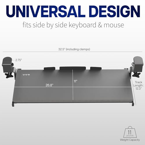VIVO Large Keyboard Tray Under Desk Pull Out with Extra Sturdy Clamp - BLACK - Like New