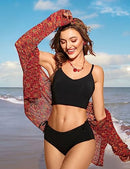 CRZ YOGA V SHAPED BIKINI TOPS BUILT-IN PADS, A-D CUP WOMEN M - BLACK - Brand New