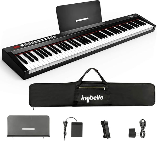 Ingbelle Electronic Piano, 88 Keys, Midi Keyboard, Rechargeable, PH88C - Black Like New