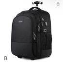 YORPEK BACKPACK WHEELS, LARGE ROLLING BACKPACK MEN WOMEN WATER RESISTANT - BLACK - Like New
