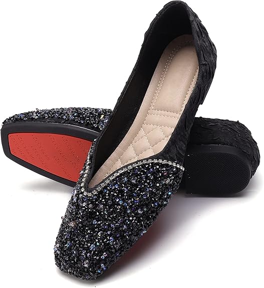 QXCXINGDY WOMEN'S LOAFERS FLATS CASUAL COMFORT WALKING SHOES - US 9 - BLACK - Like New