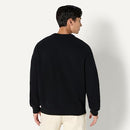 AMAZON ESSENTIALS RELAXED COTTON BLEND TEXTURED CREW PULLOVER MEN L BLACK - Brand New