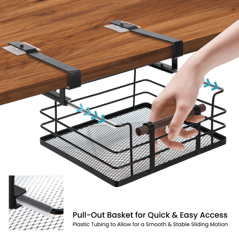 HOME ZONE 11"W STEEL MESH BASKET UNDER SHELF CABINET PULL-OUT - BLACK - Like New