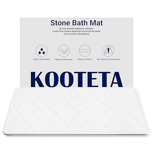 Kooteta SBM-LX-W Stone Bath Mat, Diatomaceous Earth Shower Mat - White Diamond Like New