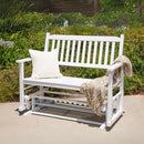 SHINE COMPANY TORREY OUTDOOR WOOD PATIO GLIDER BENCH, 2-SEATER LOVESEAT - WHITE - Like New