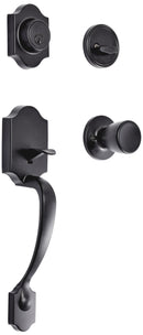 AMAZON BASICS FRONT DOOR LOCK SET HANDLESET TULIP KNOB ZIA54910 - MATTE BLACK - Like New