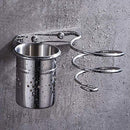 DUSAHDSG 2 INSTALLATION METHODS HAIRDRYER SPIRAL HOLDER RACK BATHROOM - SILVER - Like New