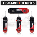3-in-1 Skateboard Trick, Cruiser & Trainer Set, Slide & Ride Tech | 3-in-1 Red - Like New