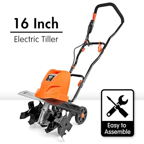 NEO-TEC 16 Inch 13.5 AMP Electric Corded Garden Tiller & Cultivator - ORANGE Like New