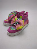 JoJo Siwa Girls High Top Glitter Zip On Sneaker, Size:12, Color: Pink/Rainbow - Like New