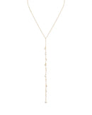 REBECCA MINKOFF FLOATING SIMULATED PEARL LARIAT NECKLACE, 18" - GOLD - Brand New