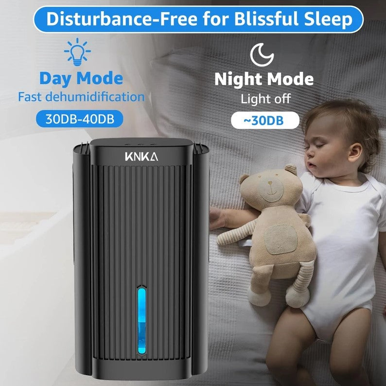 KNKA DEHUMIDIFIER 95 OZ WATER TANK QUIET DEHUMIDIFIER - BLACK - Like New