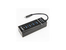 Rocstor Y10A228-B1 Slim Portable 4 Port USB C Hub - Black