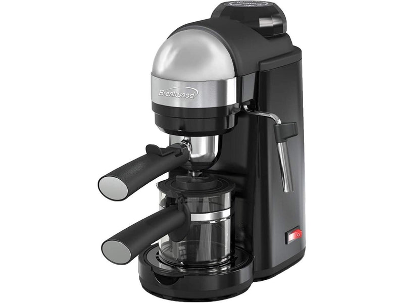 Brentwood 800 Watt Cappuccino Brewer and Espresso Maker w/ Frothing Wand,  Black
