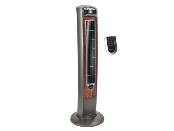 Lasko 43" Wind Curve Nighttime Setting Tower Fan with Remote Control, Silverwood