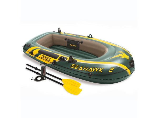 Intex Seahawk 2 Inflatable 2 Person Floating Boat Raft Set with Oars & Air Pump