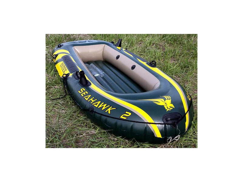 Intex Seahawk 2 Inflatable 2 Person Floating Boat Raft Set with Oars & Air Pump
