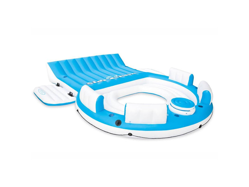 Intex 56299EP Inflatable Splash N Chill Lake Pool Island Raft Lounger, 7 adults