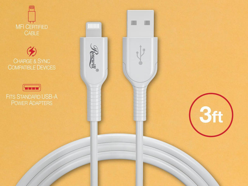 Rosewill iPhone Fast Charger Cable, USB-A to Lightning Cable, MFi Certified for